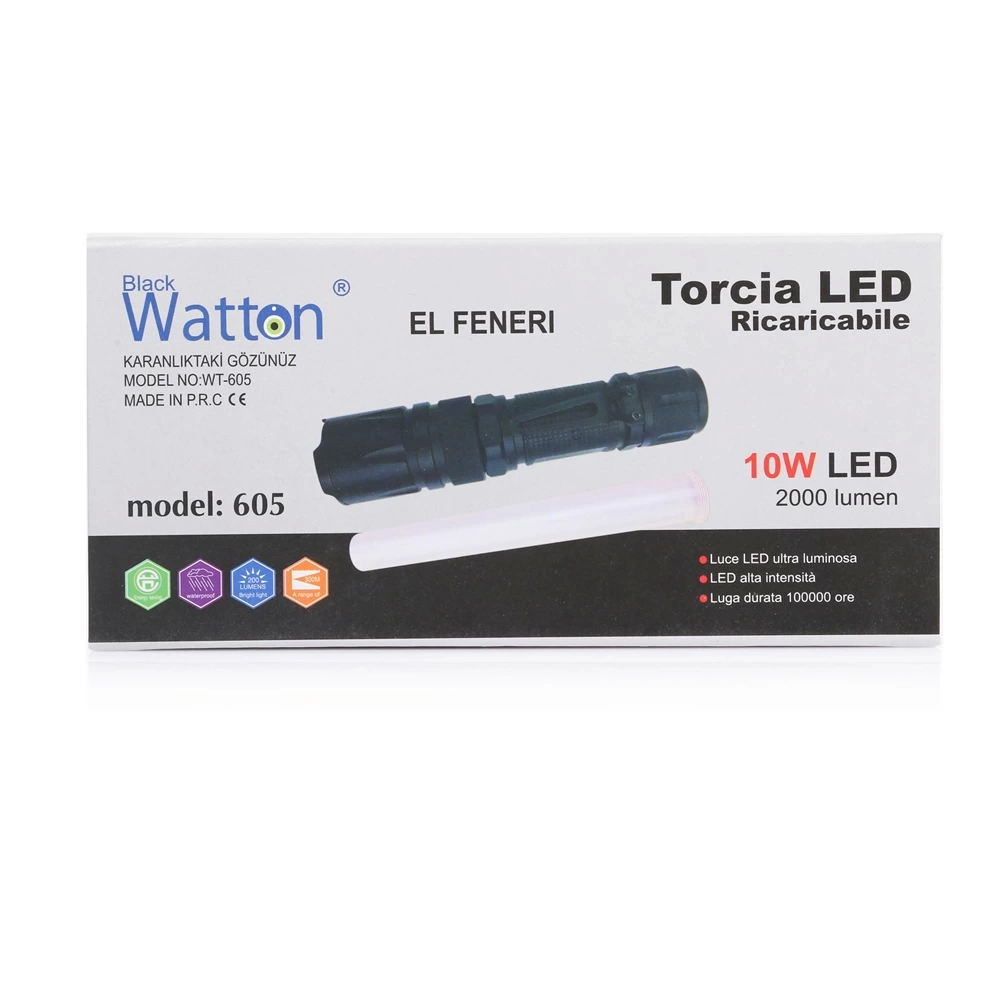 10w 2000 Lümen 4 Renk Güçlü El Feneri Wt-605 10w 2000 Lümen 4 Renk Güçlü El Feneri Wt-605