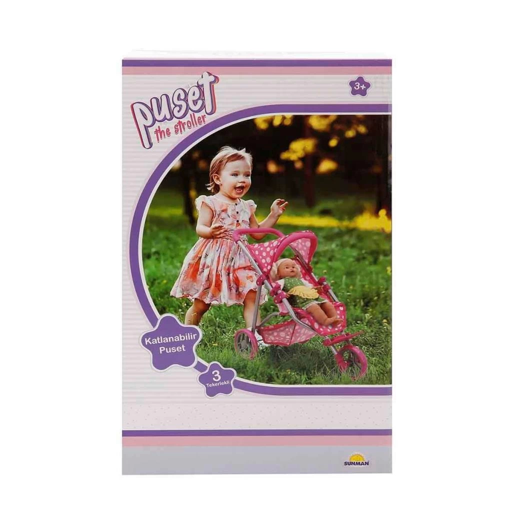 BFS 0663 Puantiye Desenli, 3 Tekerlekli ve Tenteli Oyuncak Puset - Sunman BFS 0663 Puantiye Desenli, 3 Tekerlekli ve Tenteli Oyuncak Puset - Sunman