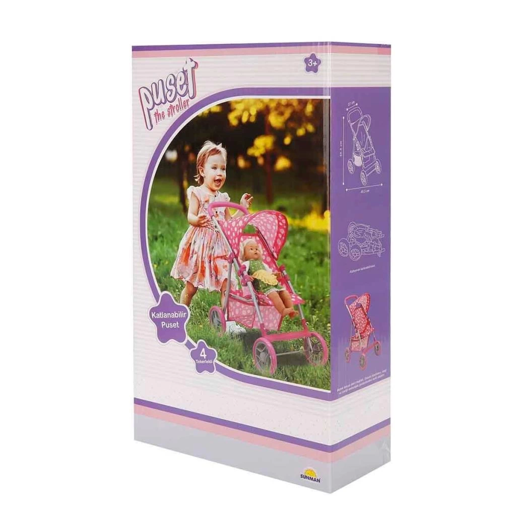 BFS 0664 Puantiye Desenli, 4 Tekerlekli ve Tenteli Oyuncak Puset - Sunman BFS 0664 Puantiye Desenli, 4 Tekerlekli ve Tenteli Oyuncak Puset - Sunman