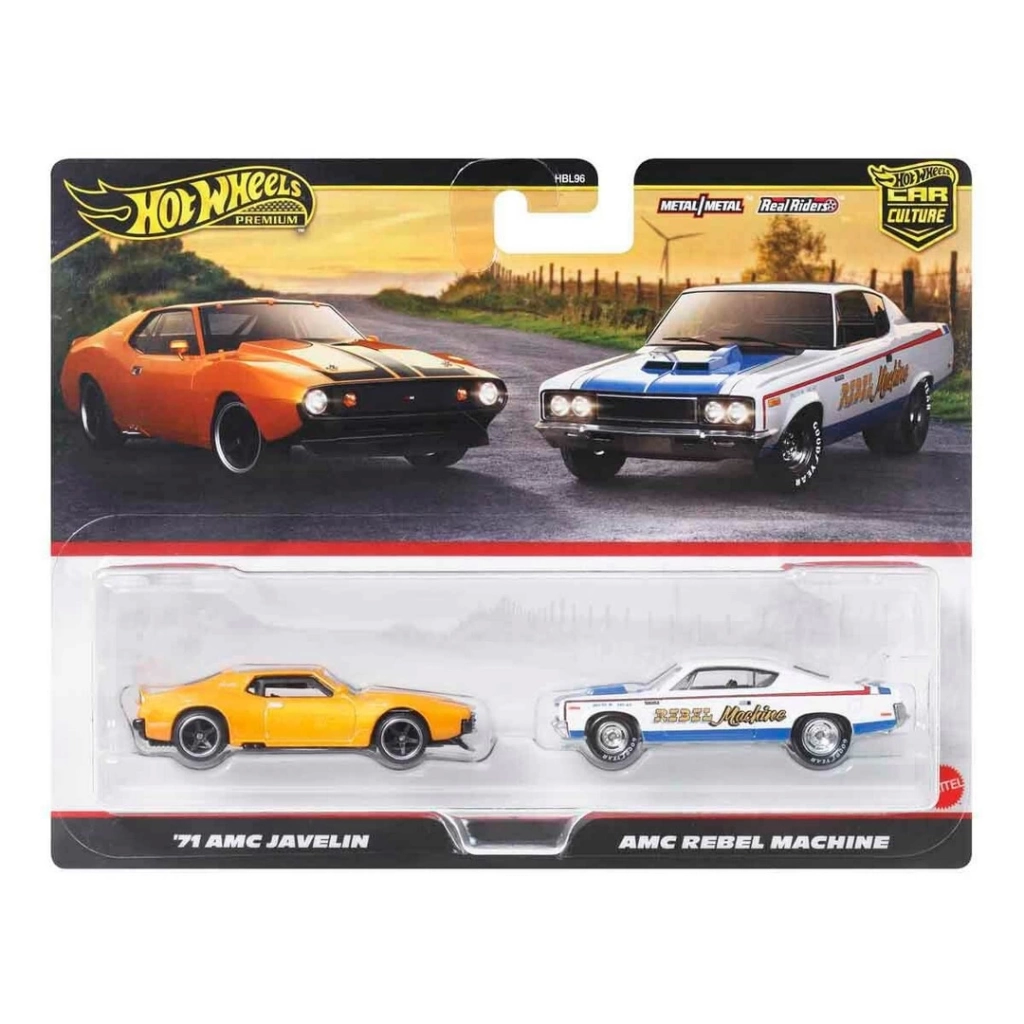 BFS  1:64 Hot Wheels Premium Car Culture 2'li 71 Amc Javelin Ve Amc Rebel Machine
