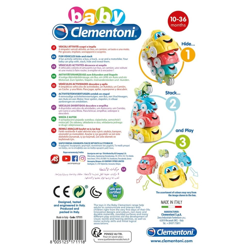BFS 17111 Baby Clementoni - Renkli Araçlar 6-36 ay BFS 17111 Baby Clementoni - Renkli Araçlar 6-36 ay