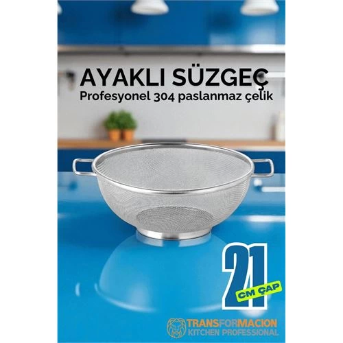 BFS  21 cm Süzgeç - Makarna Süzgeci Pirinç Meyve Süzgeci 304 Paslanmaz Çelik