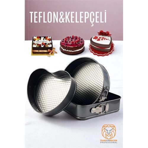 BFS  3 Boy Kelepçeli Kek Kalıbı 24-26-28 Cm Çoklu Kek Kalıbı Teflon