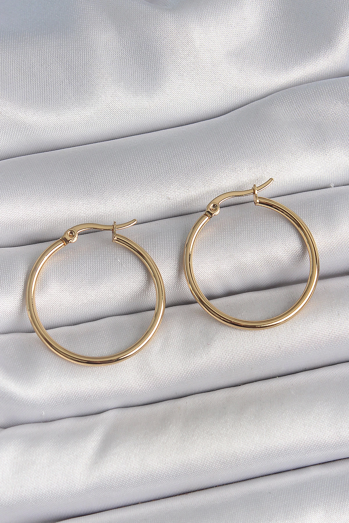 BFS 316 Çelik Gold Renk 27 mm Halka Model Kadın Küpe