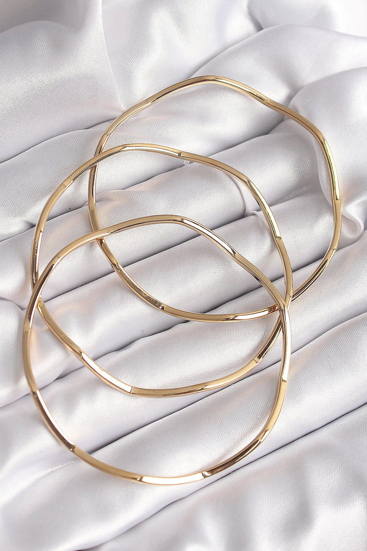 BFS 316L Çelik Gold Renk 65 mm Zikzak Model Ajda Bilezik