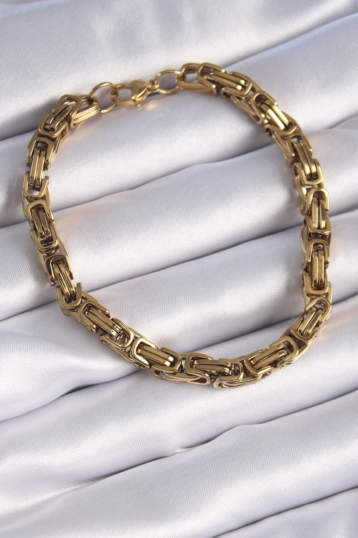 BFS 316L Çelik Gold Renk Kral Zincir Model Erkek Bileklik