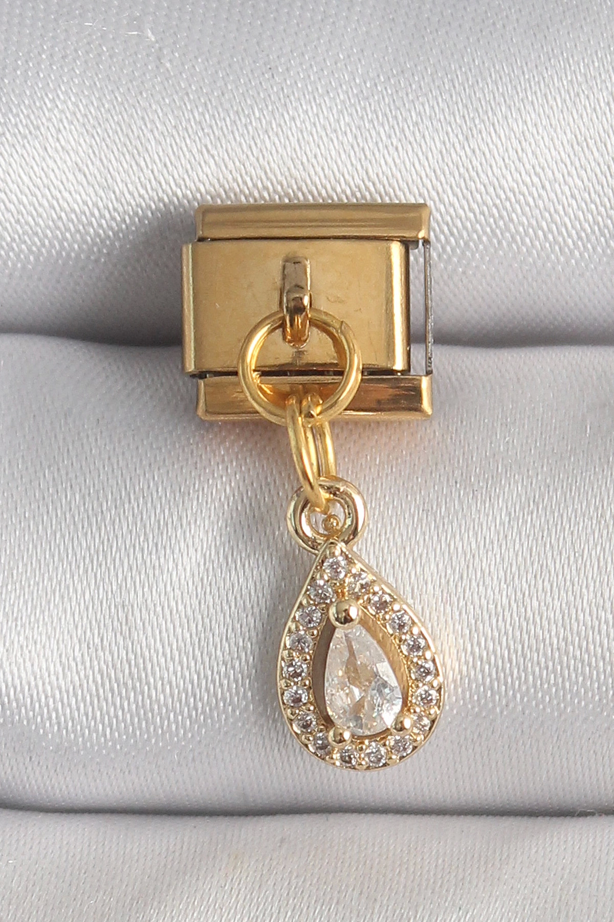 BFS 316L Çelik Gold Renk Sallantı Damla Zirkon Taşlı Nomination Charm