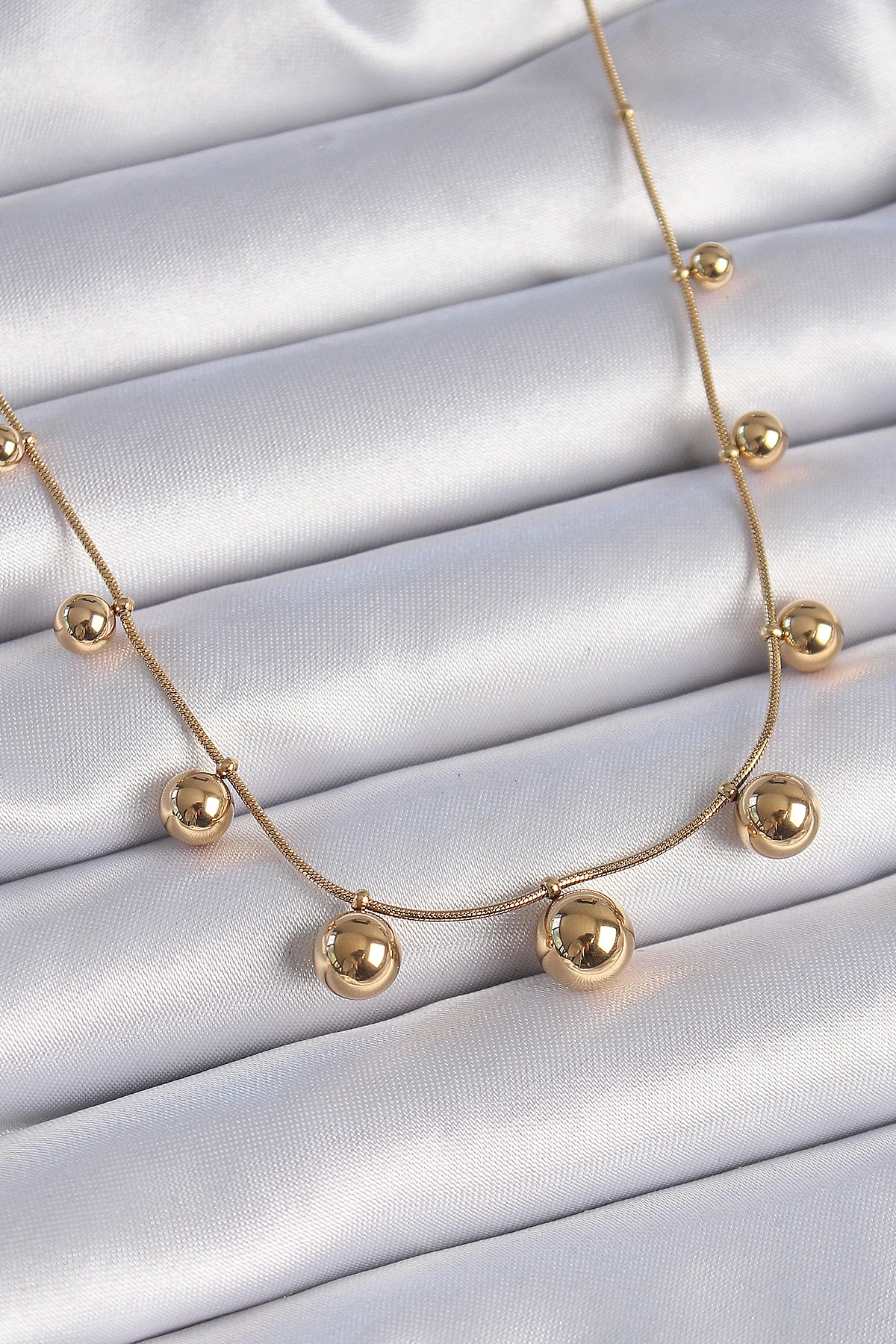 BFS 316L Çelik Gold Renk Top Model Kadın Kolye