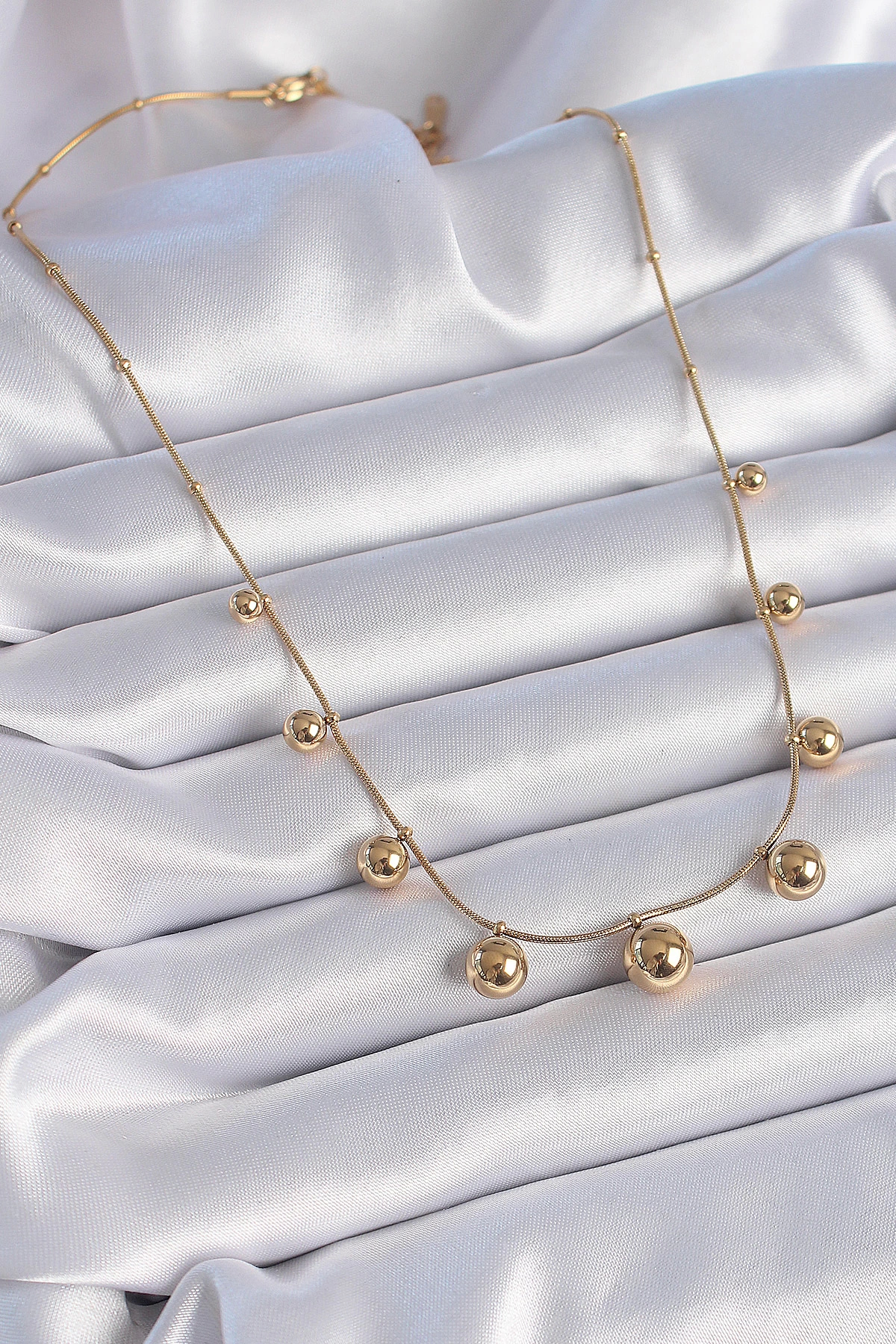 BFS 316L Çelik Gold Renk Top Model Kadın Kolye
