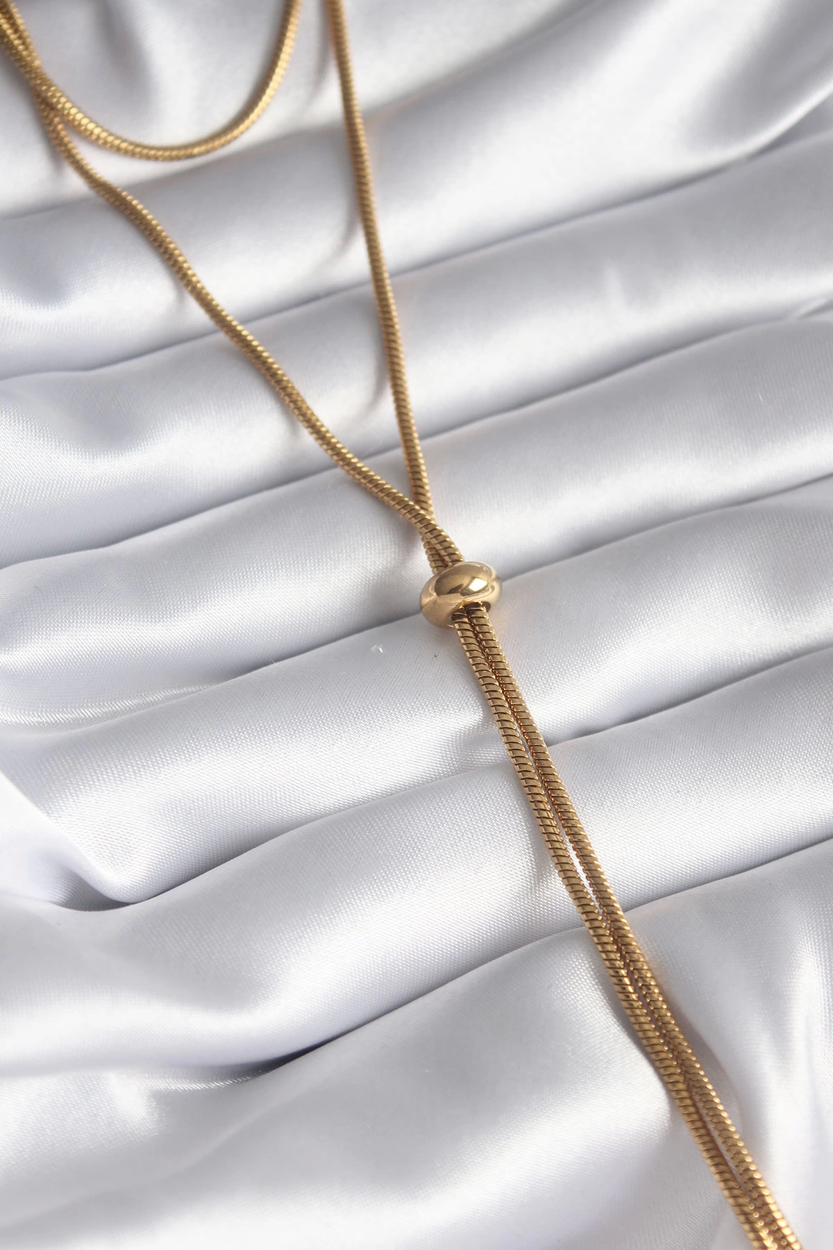 BFS 316L Çelik Gold Renk Tüp Zincir Asansör Model Kadın Kolye