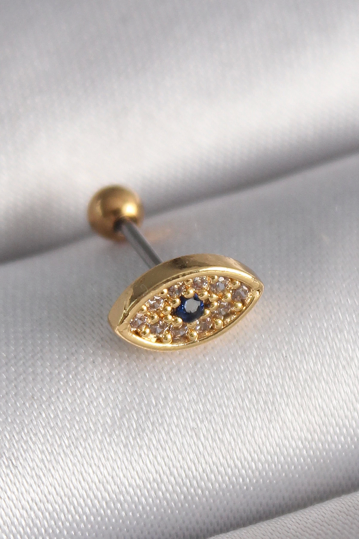 BFS 316L Çelik Gold Renk Zirkon Taşlı Göz Tragus Piercing