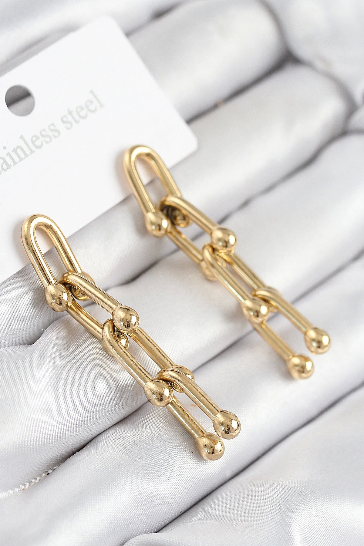 BFS 316L Çelik Sallantılı Tifany Model Gold Renk Kadın Küpe