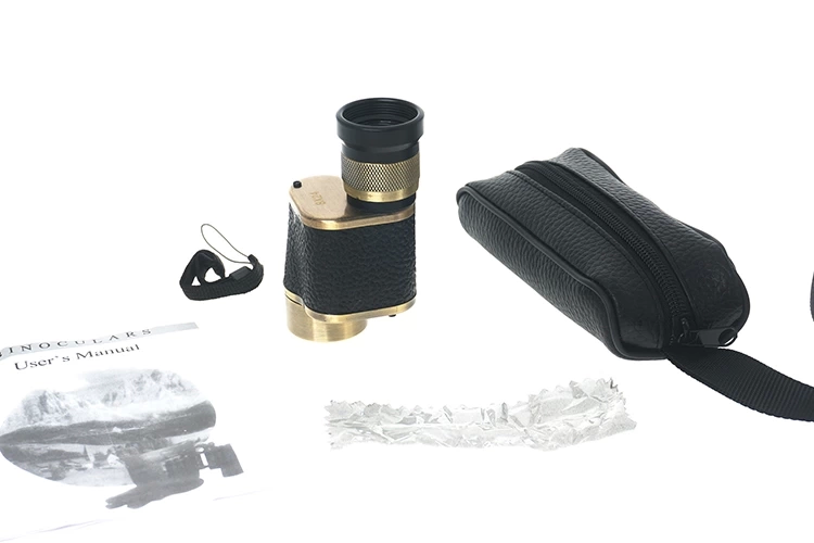 BFS 6x24  Baıgısh, Askeri Tarzi Pirinç Ve Deri Kaplamalı, Deri Çantalı Monocular Dürbün Sarı