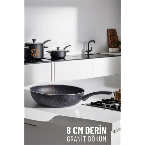 BFS  8 Cm Derin Wok Tava Granit Döküm L.Kinnaird