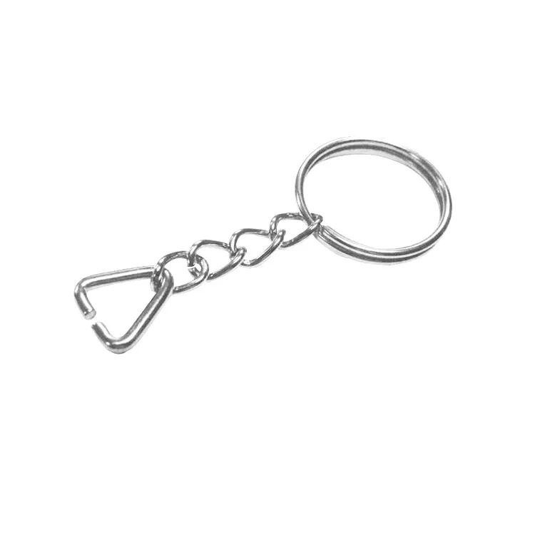 BFS Anahtarlık Halkası, Halka + Zincir + Üçgen, 24mm, Gümüş, Nikel, 1000 Adet