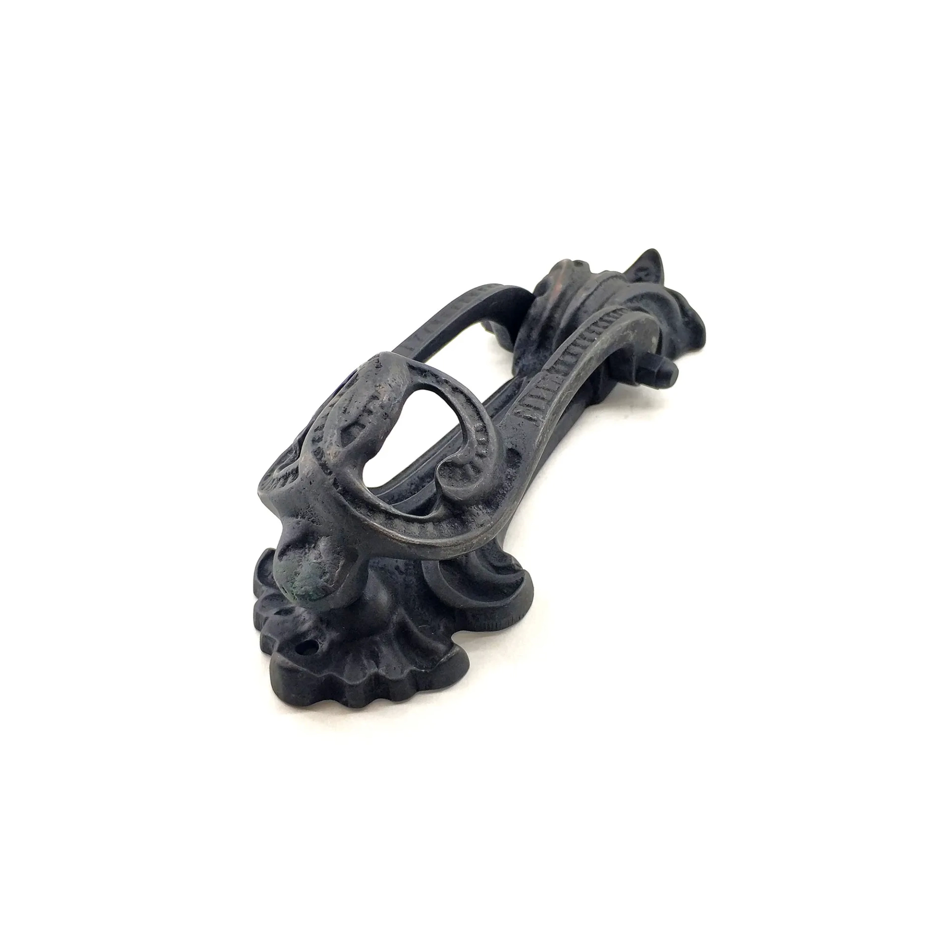 BFS Antika Tarz Dekoratif Pirinç Doğa Kapı Tokmağı, Taktak - 205x73 Mm, Oksit