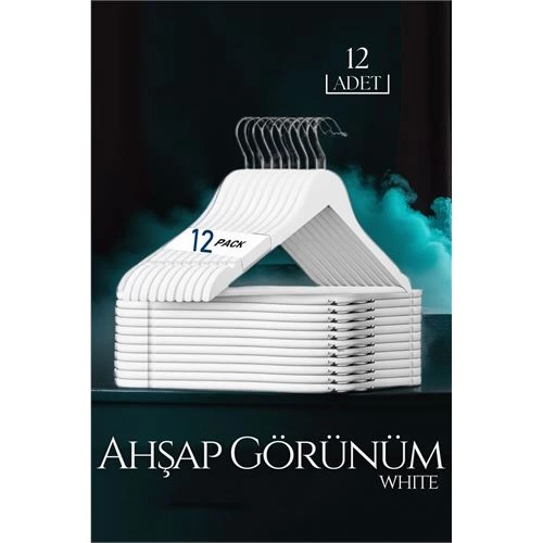 BFS Beyaz Ahşap Görünüm 12 li Askı Seti Schönbuch Design