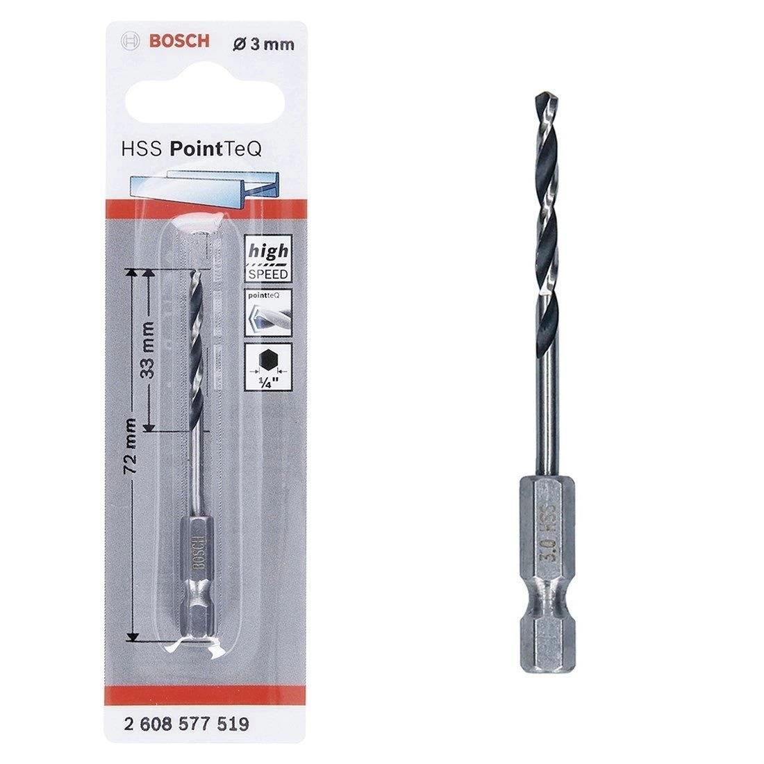BFS Bosch Pointteq Altıgen Şaftlı Hss Matkap Ucu 3 mm