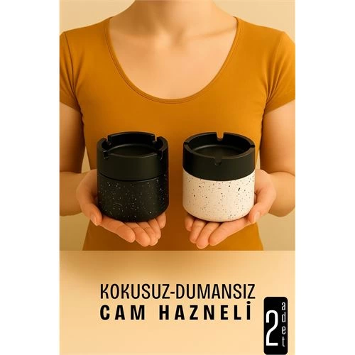 BFS Cam Küllük - Desenli 2 li Küllük Seti  Kafe Küllüğü Restoran Küllüğü Masaüstü Küllük