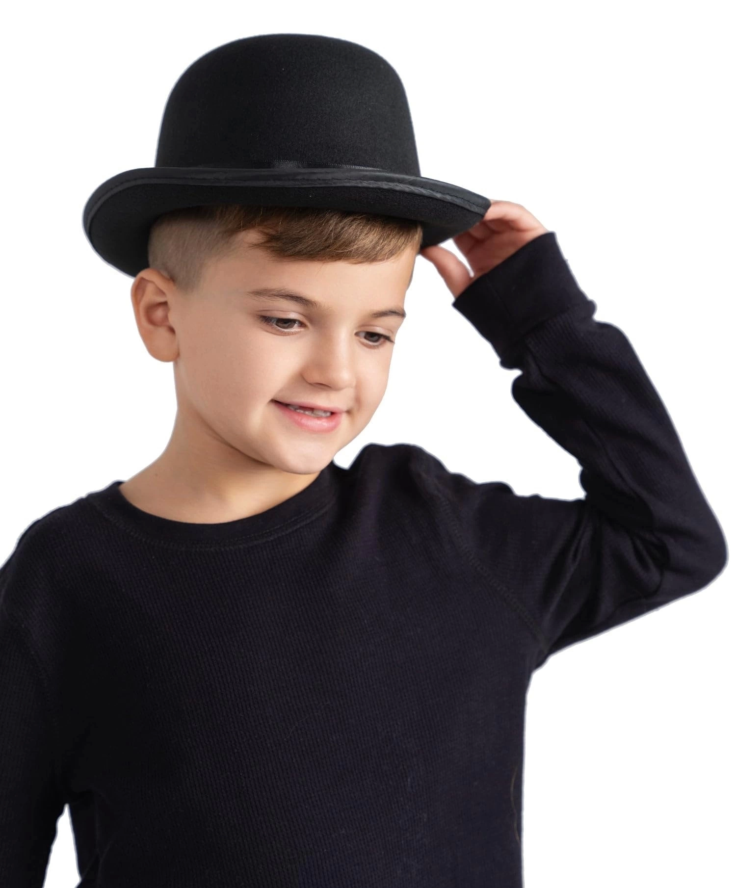 BFS Charlie Chaplin Stil Çocuk Şapkası – Siyah Melon Parti Şapkası