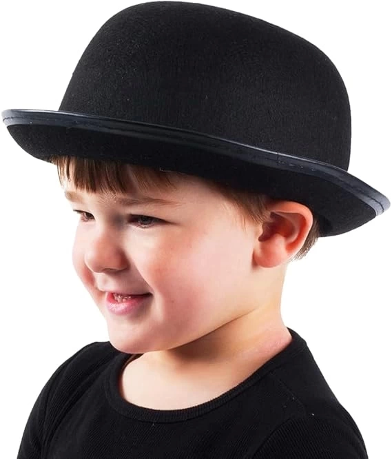 BFS Charlie Chaplin Stil Çocuk Şapkası – Siyah Melon Parti Şapkası BFS Charlie Chaplin Stil Çocuk Şapkası – Siyah Melon Parti Şapkası