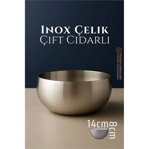 BFS  Çift Cidarlı Kase - Inox Çelik Kase  14 cm