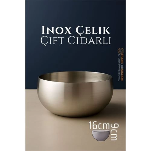 BFS  Çift Cidarlı Kase - Inox Çelik Kase 16 cm