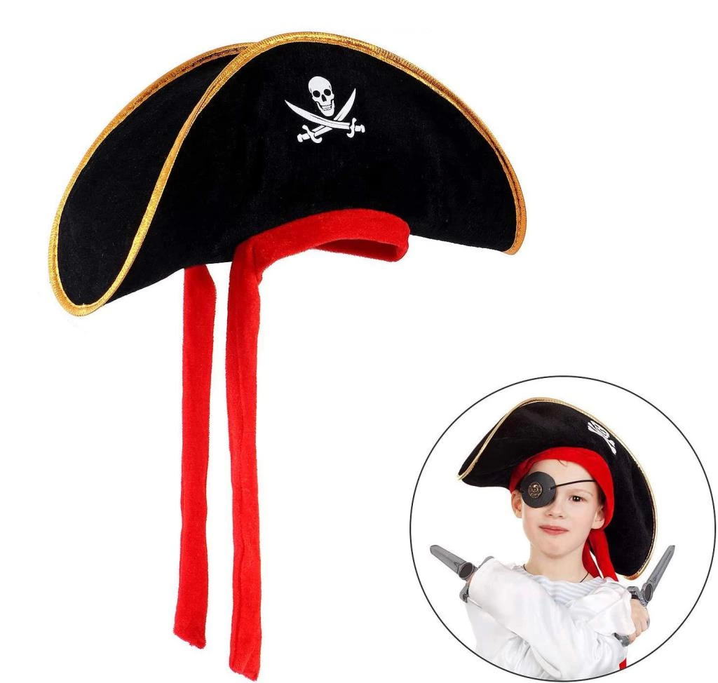 BFS   Çocuk Boy Kadife Jack Sparrow Denizci Kaptan Jack Korsan Şapkası 45x16 cm