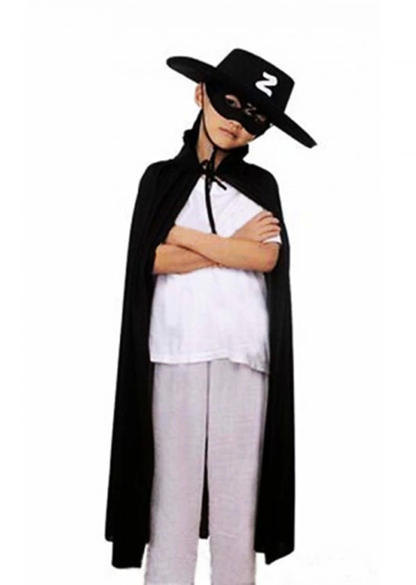 BFS   Çocuk Boy Zorro Pelerin + Şapka + Maske Kostüm Seti