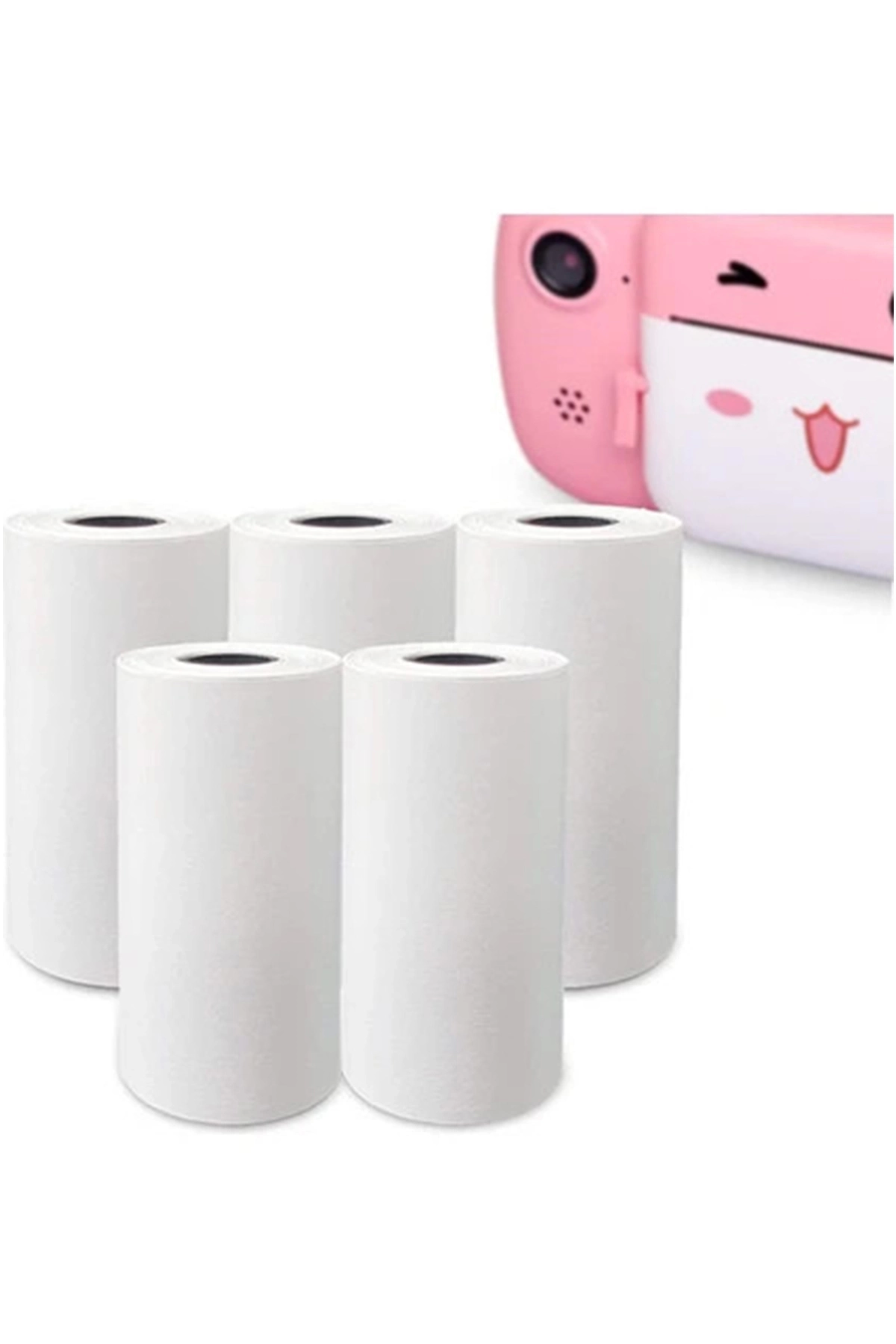 BFS Çocuk Kamera Baskı Kağıdı, 5’li Rulo 57x25mm Çekirdekli Fotoğraf Baskı Termal Kağıt Rulo