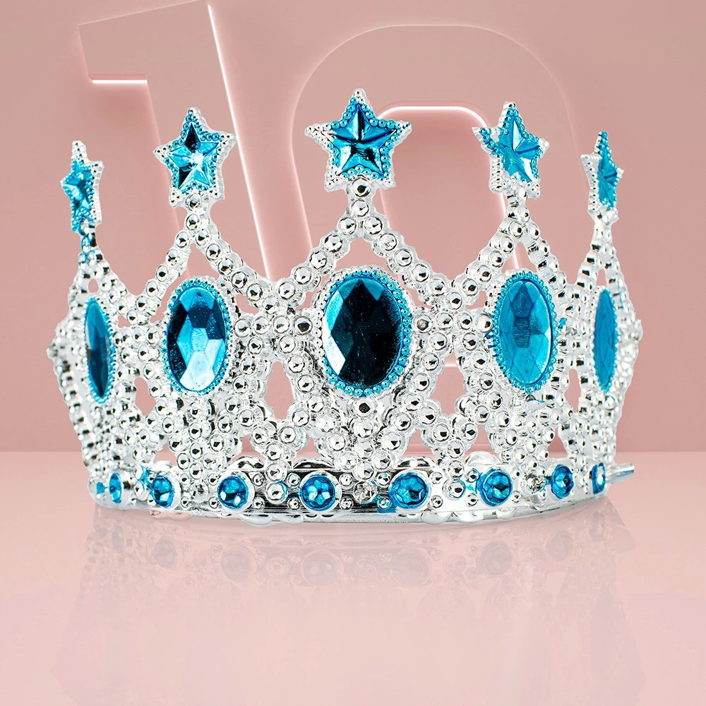 BFS   ÇocukKraliçeTacı-MaviYıldızİşlemeliPrensesTacı15x7cm