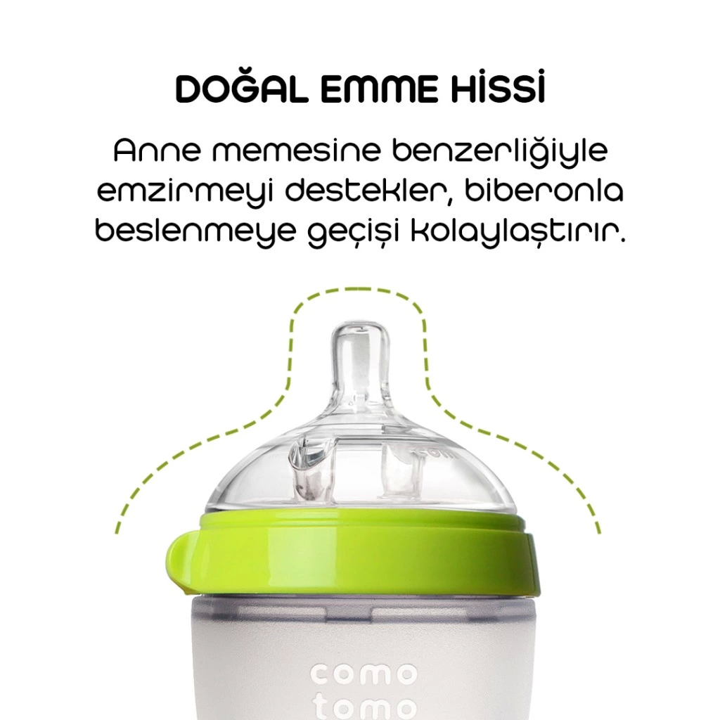 BFS   Comotomo Antikolik Silikon Biberon 150 ml 0-3 Ay Yeşil