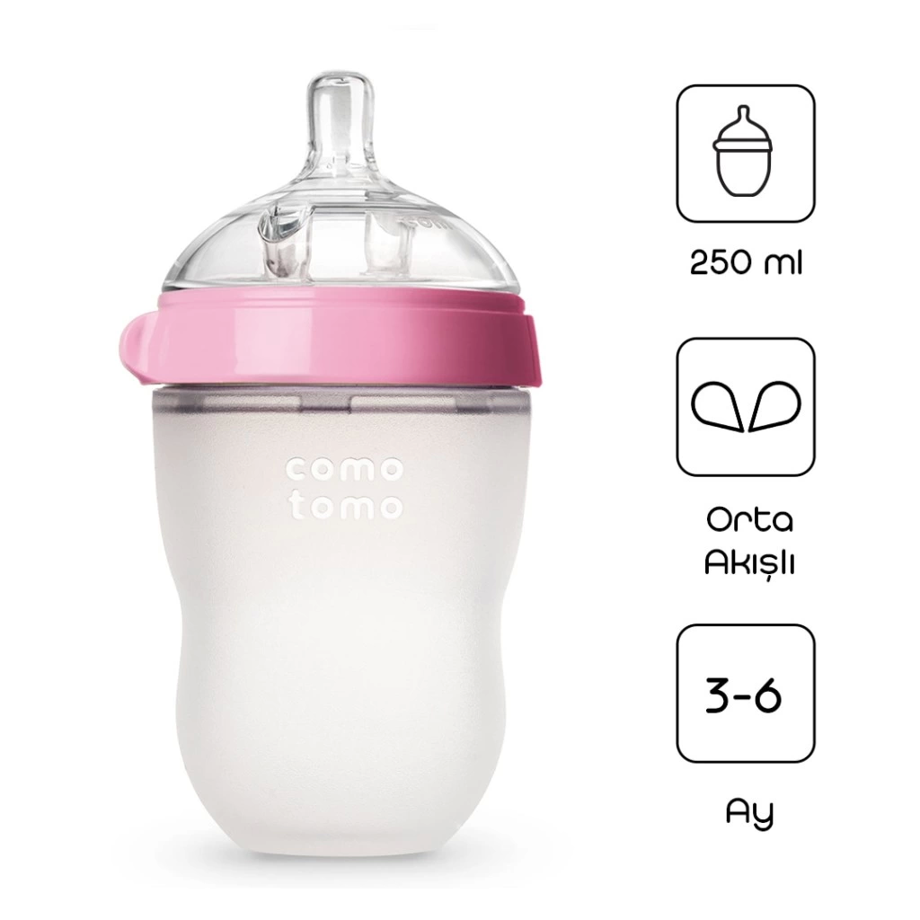 BFS   Comotomo Antikolik Silikon Biberon 250 ml 3-6 Ay Pembe