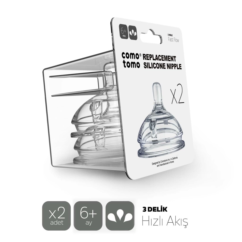 BFS   Comotomo Silikon 2'Li Biberon Emziği Hızlı Akış 6+ Ay