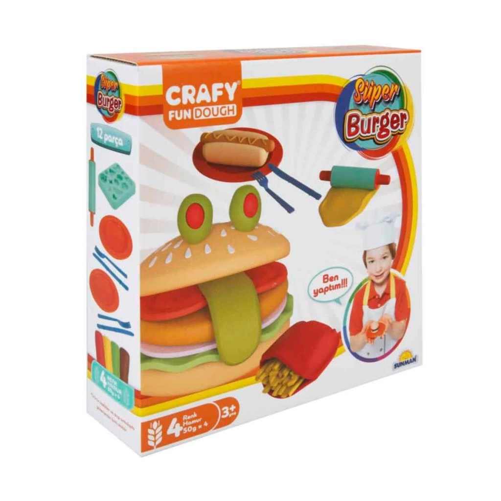 BFS   Crafy Süper Burger Oyun Hamuru Seti 200 gr. 12 Parça