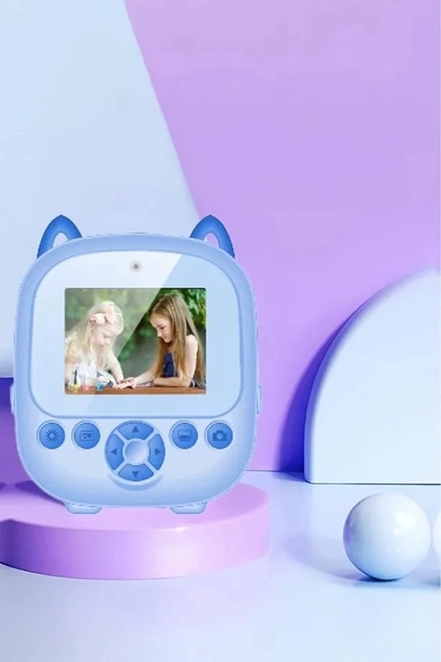 BFS Dijital Video Fotoğraf App Destekli Çocuk Kamerası Termal Resim Kağıt Baskılı Yazıcı Mavi