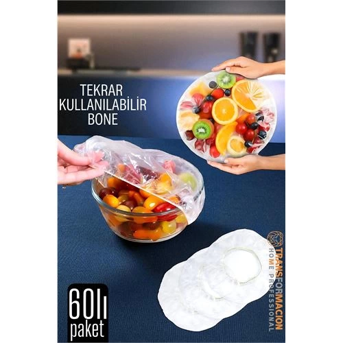 BFS  Esnek Kase Bonesi – 60 Adet, 25 cm’e Kadar Uyumlu, Tekrar Kullanılabilir Tabak Bone