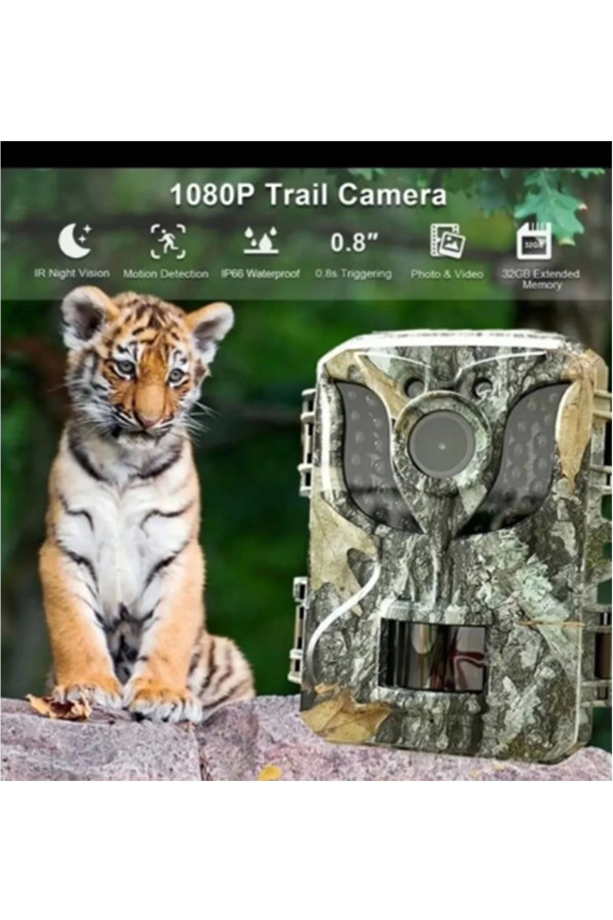 BFS Fotokapan Kamera 16mp Full Hd 1080p Gece Görüşlü 2 Inç Lcd Ekran Su Geçirmez