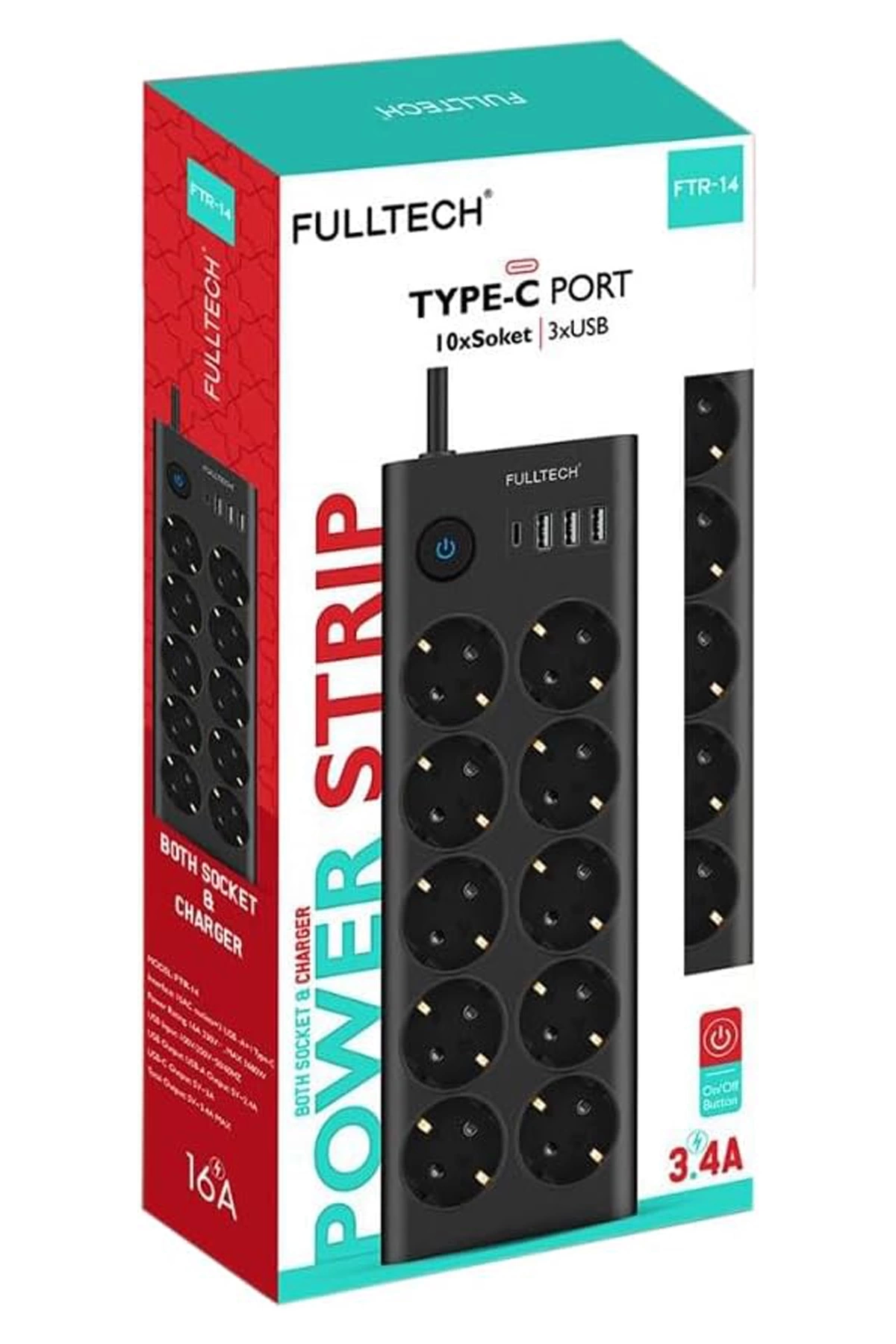 BFS Ftr14 Type-c Girişli Akım Korumalı 10’lu Priz, 3 Usb