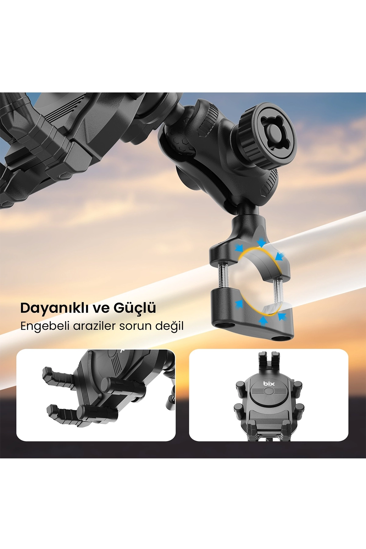 BFS Gidon Bağlantılı Güneş Ve Yağmur Korumalı 360° Derece Ayarlanabilir Motosiklet Bisiklet Telefon Tutucu