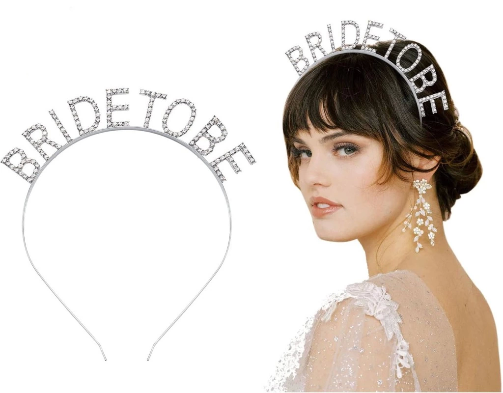 BFS  Gümüş Kaplama Kristal Taşlı Bride To Be Gelin Tacı 16x17 cm