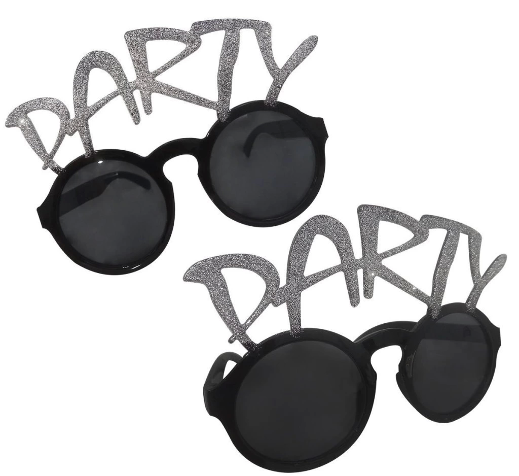 BFS  Gümüş Simli Party Yazılı Parti Gözlüğü Show 15x7 cm