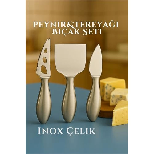 BFS  Inox Peynir Bıçağı Seti - Tereyağı Bıçağı Kahvaltı Seti Profesyonel Tasarım 304 Paslanmaz Çelik