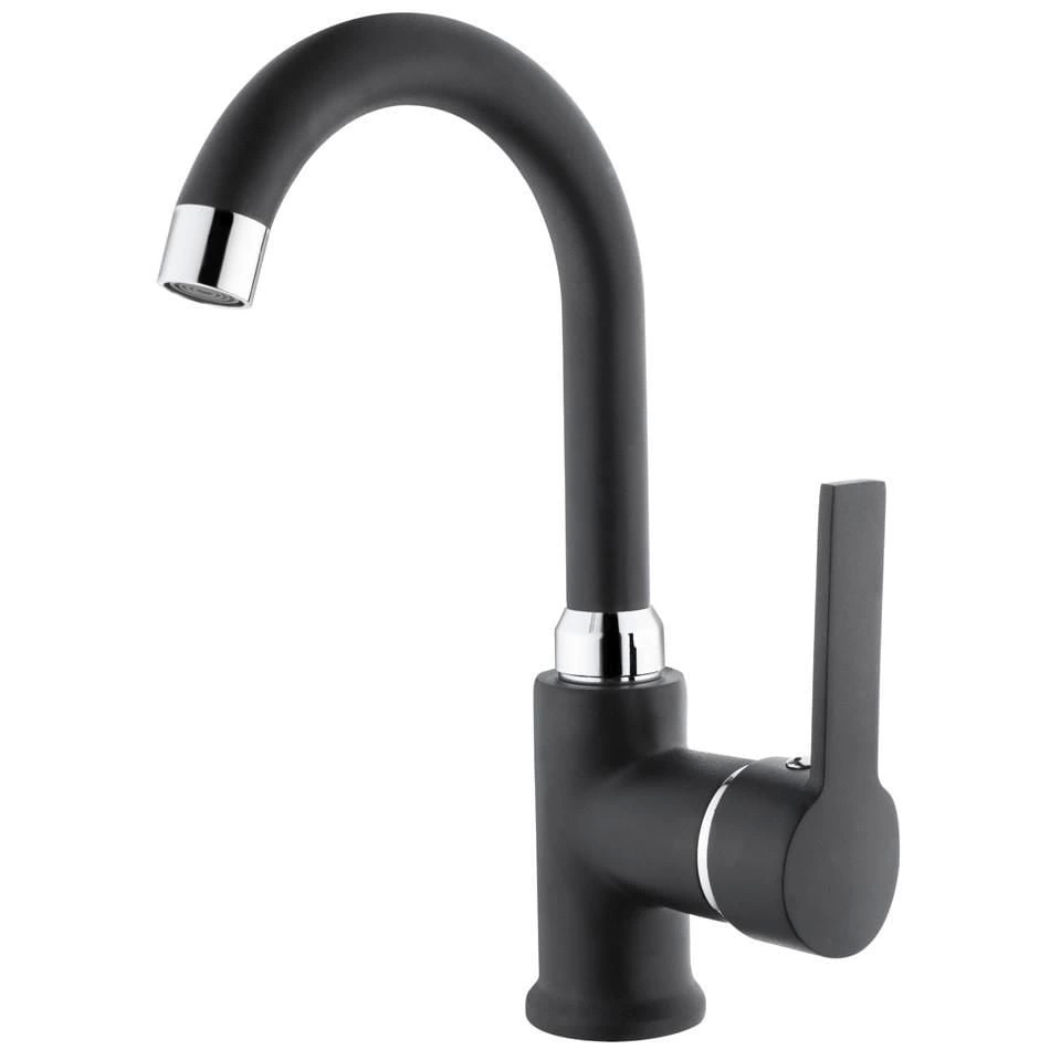 BFS İtimat İdea Siyah 563KCB Kuğu Lavabo Bataryası