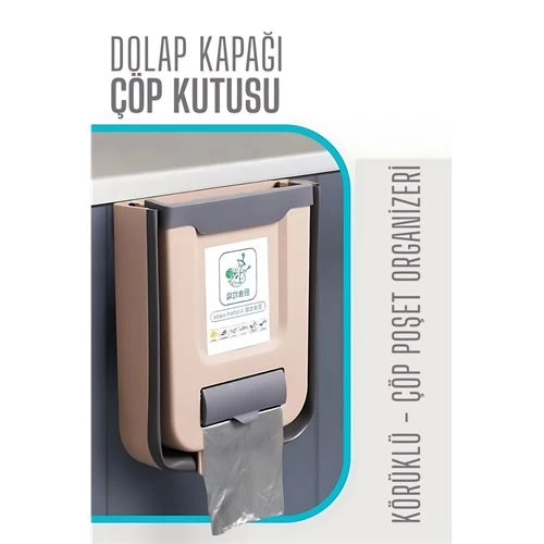 BFS  Körüklü Çöp Kovası - Mutfak Dolap Kapağına Çöp Kutusu LATTE