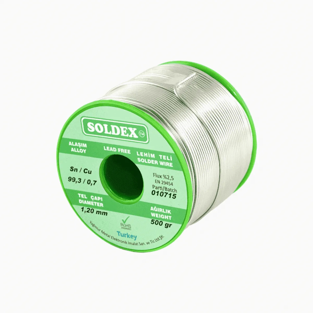 BFS Kurşunsuz, Gümüşsüz Lehim Teli Sn: 99.3 - Cu: 0.7 - 200 Gr, 0.50 Mm