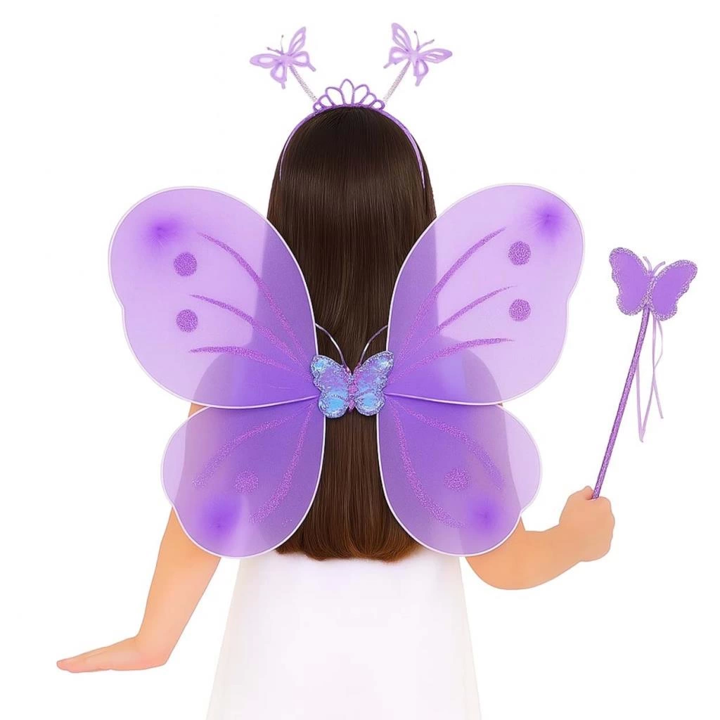 BFS Lila Renk Kelebek Kanadı Tacı ve Sopası 50x37 cm BFS Lila Renk Kelebek Kanadı Tacı ve Sopası 50x37 cm