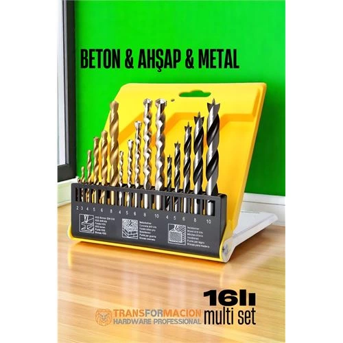 BFS  Matkap Ucu Seti- Beton Metal Ahşap Matkap Ucu Drill Bits Set 16 lı SET