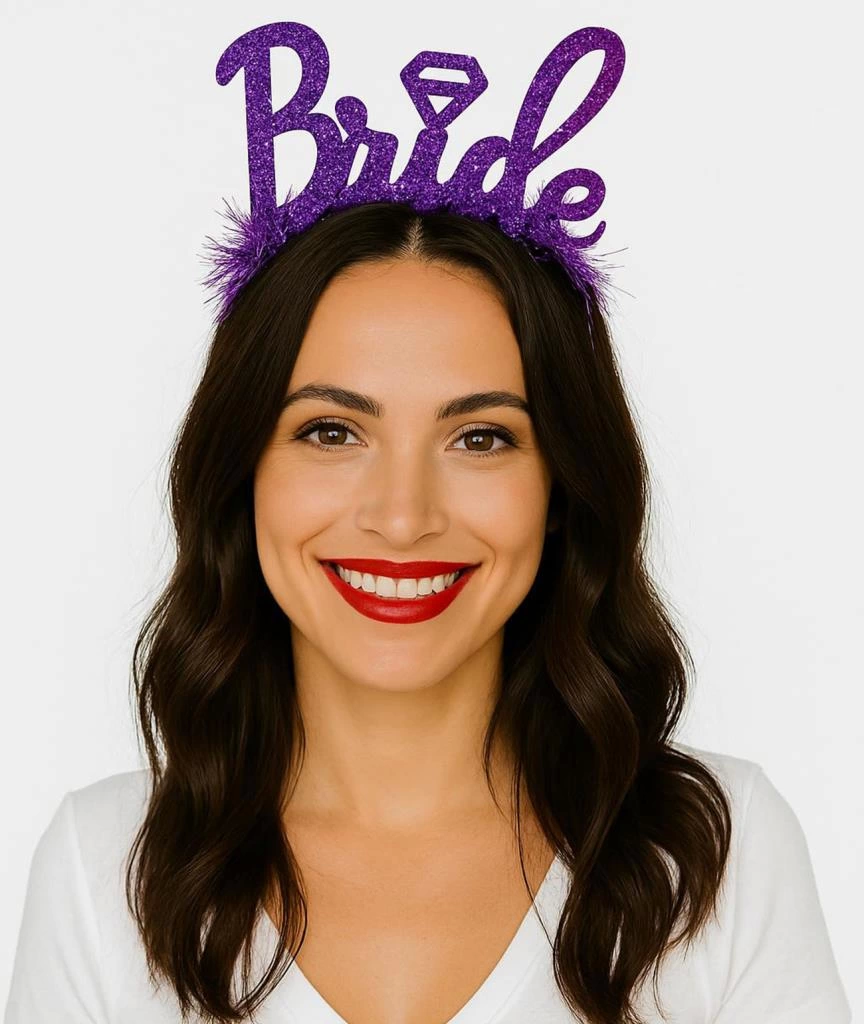 BFS  Mor Renk Bekarlığa Veda İtalik Yazı Alyanslı Bride Taç
