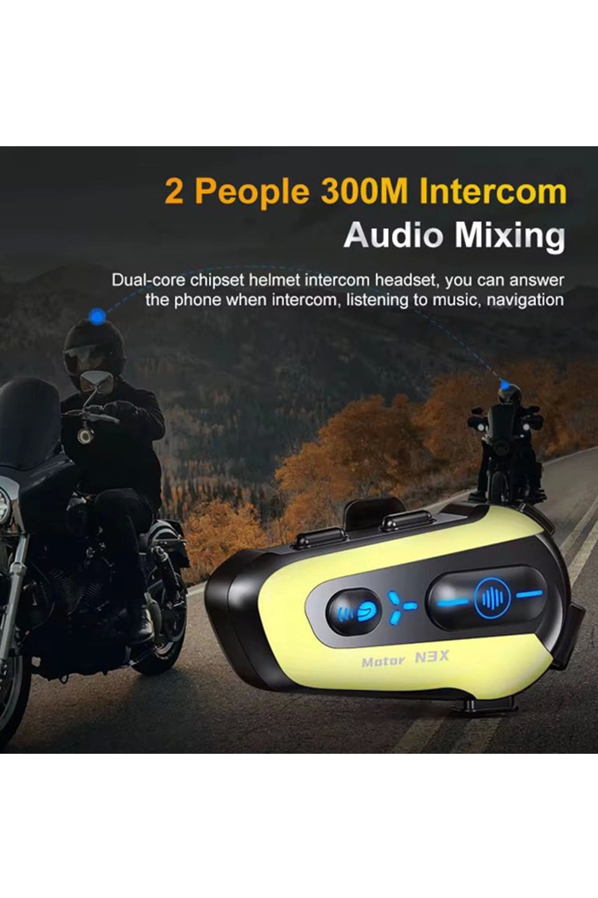 BFS N3x Rgb Işıklı Intercom 3 Kişi Bağlantılı 1000mah Motosiklet Bluetooth Kulaklık Seti